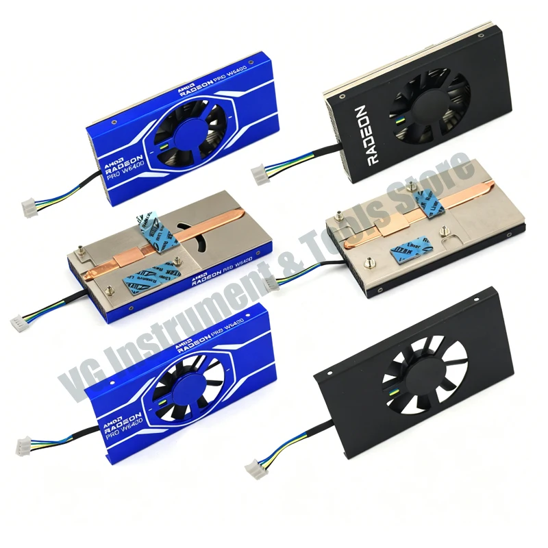 Nuevo ventilador de disipador de calor de perfil bajo para tarjetas gráficas de media altura PRO W6400 y RX6400. La distancia entre los orificios de montaje es de 43×39 mm.