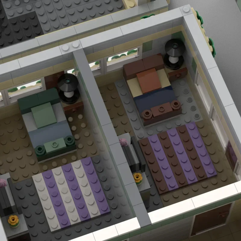Moc Building Block Modello Angolo Hotel Tecnologia di costruzione alternativa Mattoni Assemblaggio fai-da-te Giocattolo modulare per la costruzione di ville Street View