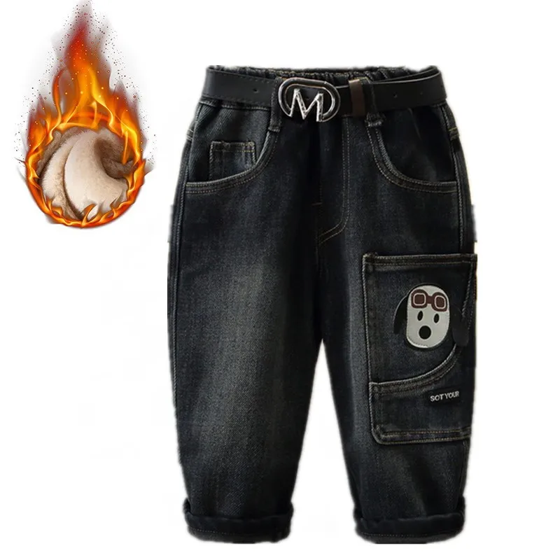 

Зимние детские джинсы, джинсы для маленьких мальчиков, толстые теплые плюшевые детские джинсовые штаны, брюки для мальчиков, модные крутые штаны для детей 2–10 лет