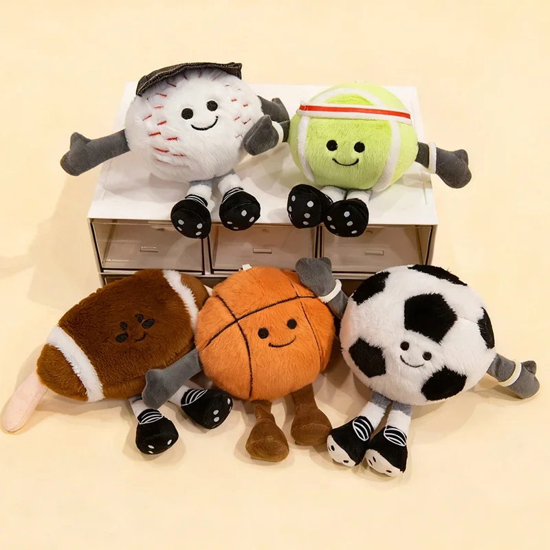 

Мягкая спортивная плюшевая игрушка: бейсбол, теннис, баскетбол, футбол, регби. Милые плюшевые игрушки-подвески для рюкзака для любителей спорта.