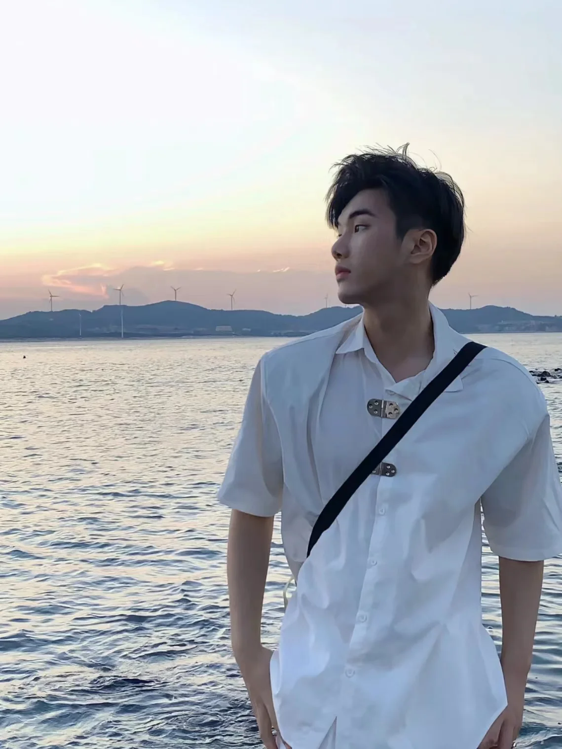 

Korean Sle Men's Padded oulder ort Sve irt Faionable Metal Silver Lo Bule Design Casual Summer f Sve S...