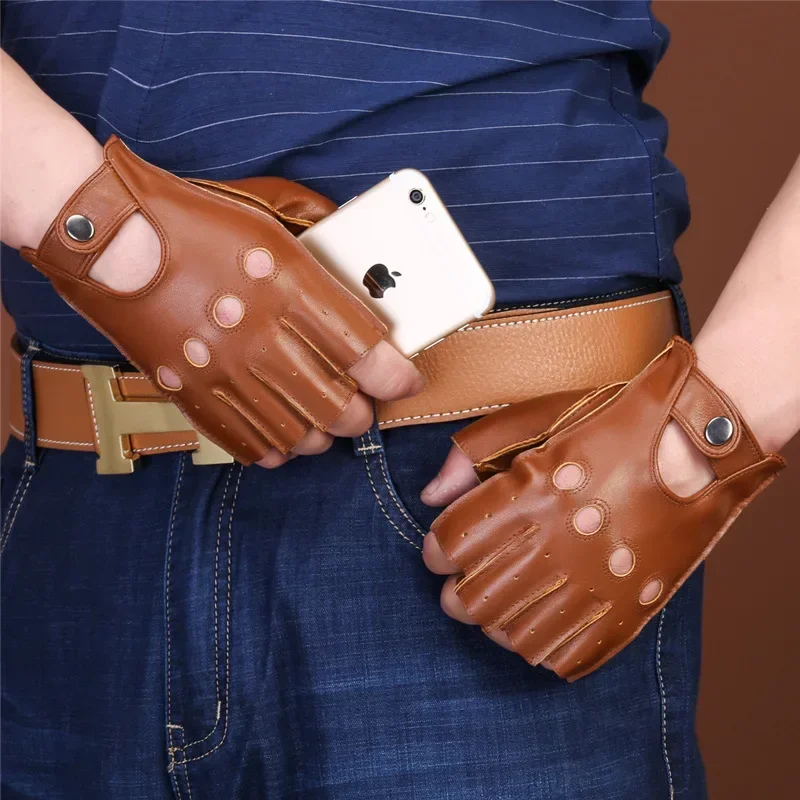 2025 New Women's Half Finger Genuine Leather Sports Gloves Lightweight Breathable for Cycling Fitness Training and Casual Use