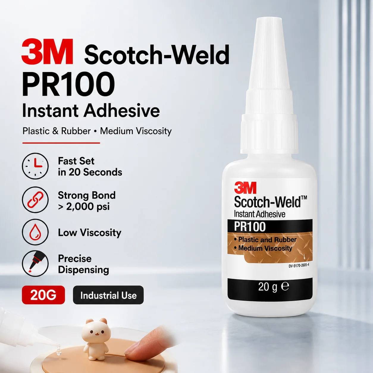 Original 3M Scotch-Weld PR40 PR100 PR1500 Cyanoacrylate Instant Adhesive for Plastic Rubber Gasket Electronics Repair