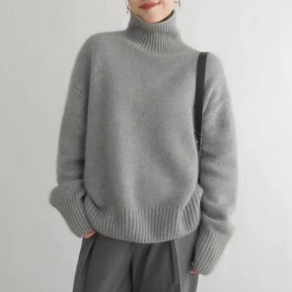 

Pullover Sweater Lightweight Women Sweater Cozy High Collar Winter Sweater for Women Soft Knit Pullover Top Loose Fit for Warmth