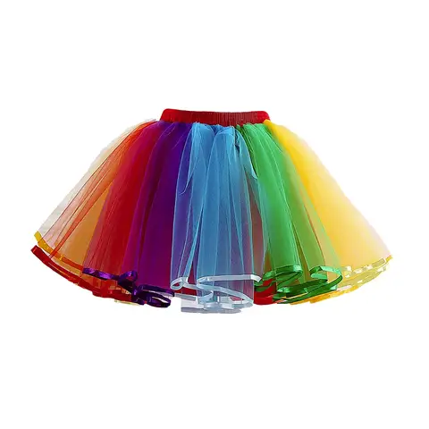 Skirts For Women Summer Plus Size Rainbow Tutu Skirt Layered Tulle Skirt Girls Colorful Halloween Costumes Skirt Faldas