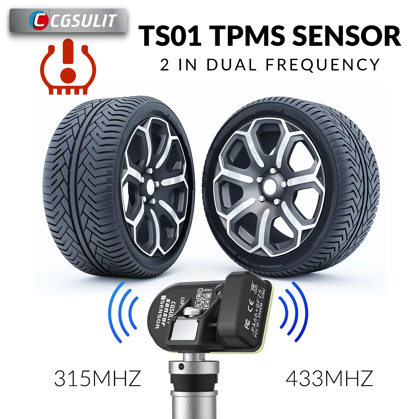 CGDI CGSULIT TS01 TPMS capteur programmeur outil 315MHZ 433MHZ 2in1 capteur pour CGDI TPMS90 système de surveillance de la pression des pneus de voiture