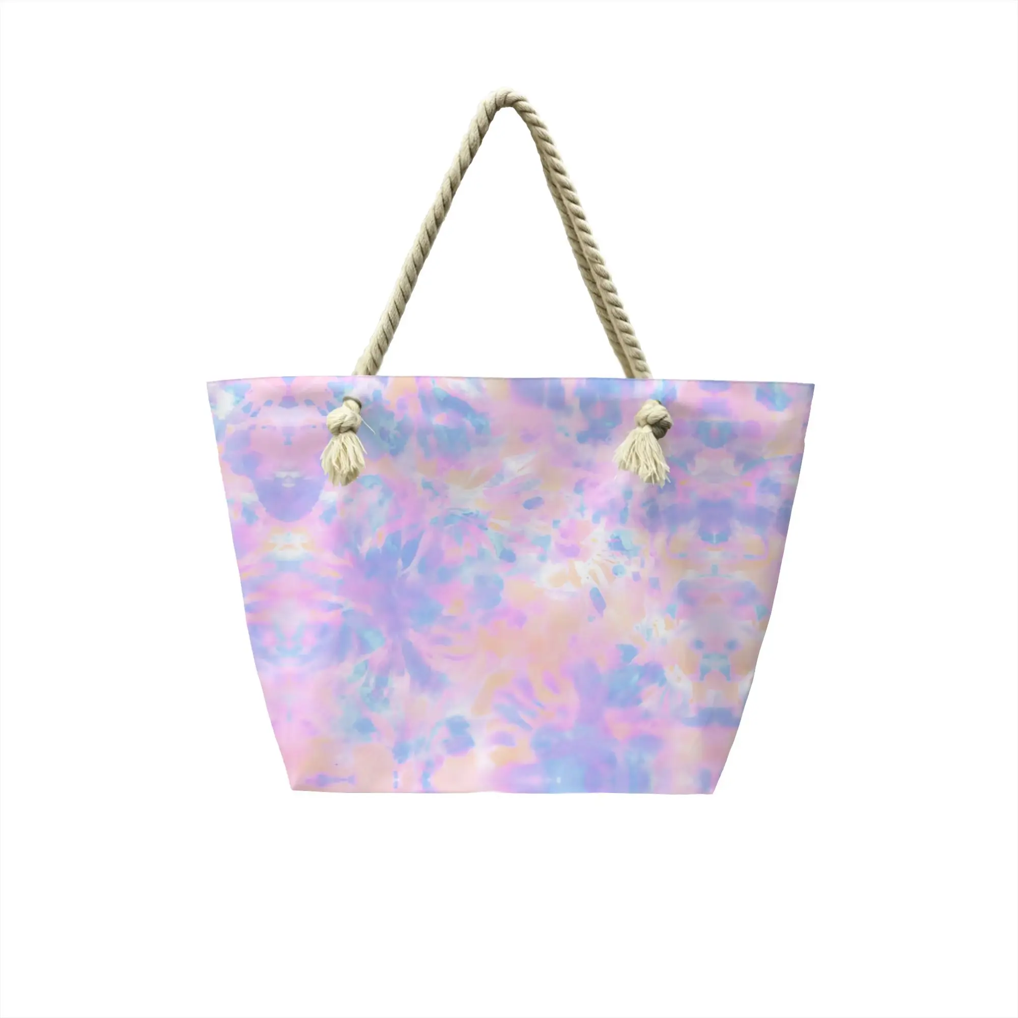 Kawaii Print Tie Dye Shopping Tote Bags Washable Canvas Shopper Shoulder Abstract Style Color Handbag