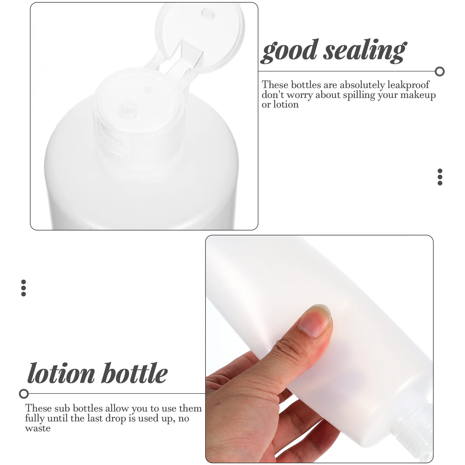 

3pcs Travel Bottles Plastic Pump Dispensers for Shampoo Conditioner Body Wash Lotion Gel Soap Empty Containers White
