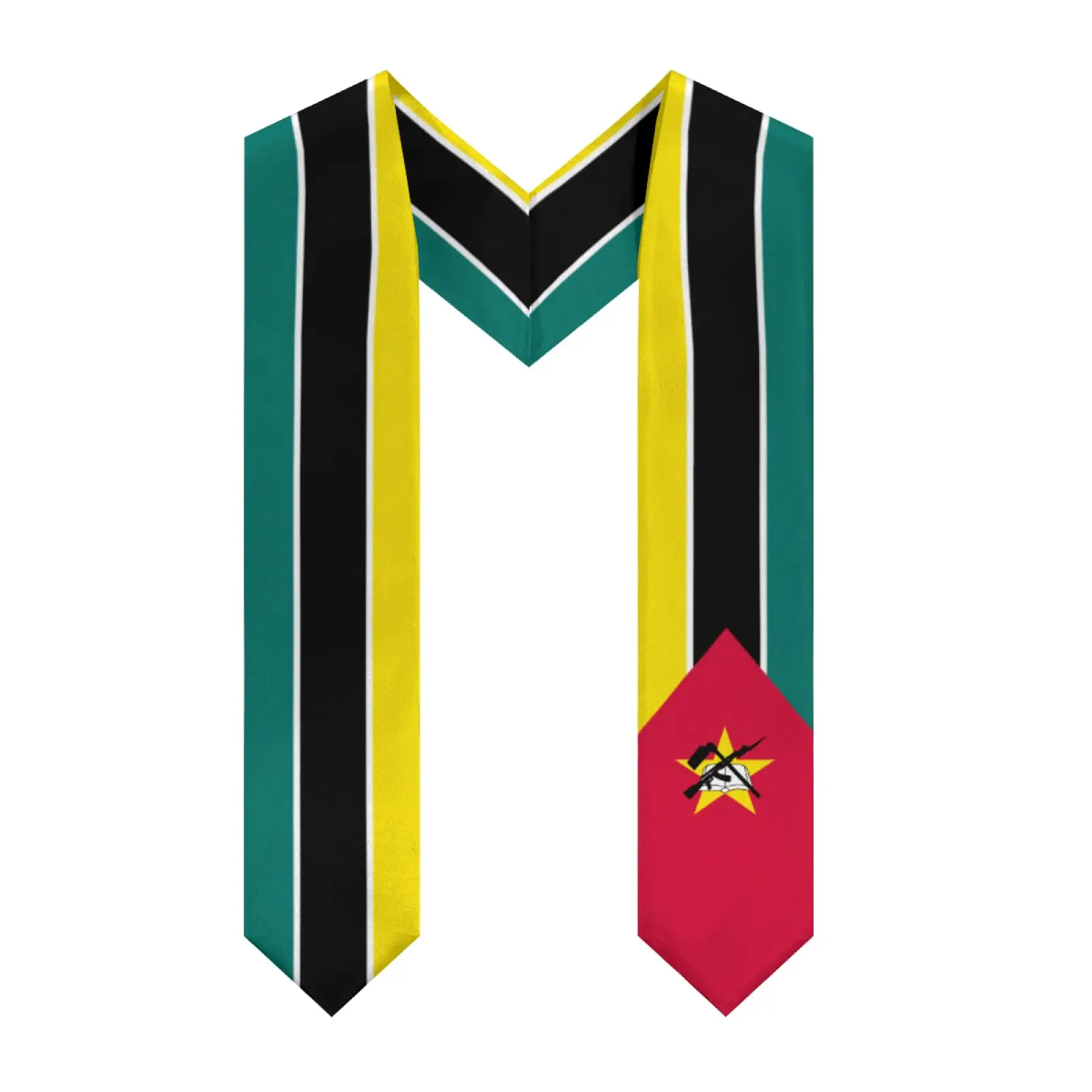 

2025 Mozambique Flag V-neck Graduation Stole Shawl Sash Honor For Study Aboard International Students