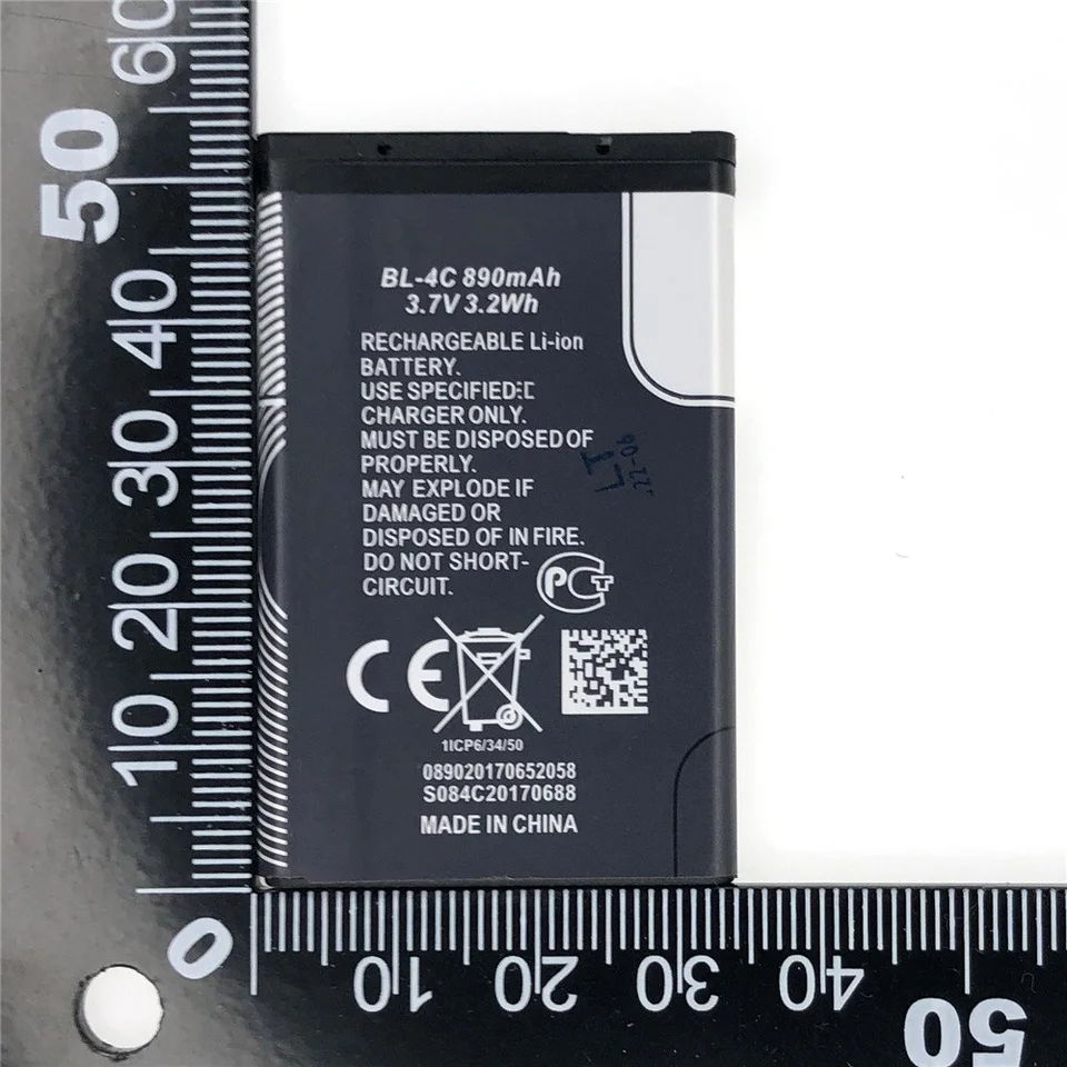 Batería de repuesto genuina BL-4C para Nokia 6100 6300 6125 6136S 6170 6260 6301 7705 7200 7270 8208 BL4C 860mAh 3