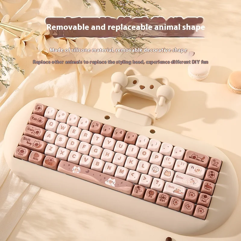 YOAINGO C68Cat Silicone Keyboard Female Bluetooth Mechanical Keyboard Office Third Mock Examination Customized High Face Value