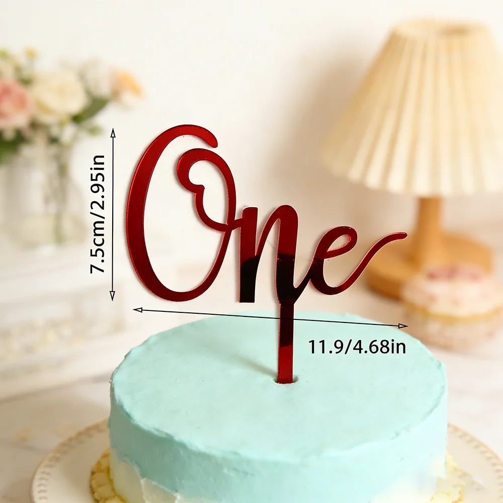 Gold Acrylic Baby One Cake Toppers INS Style Happy Birthday For Baby 1st Birthday Kids Birthday Party Cake Decor Supplies