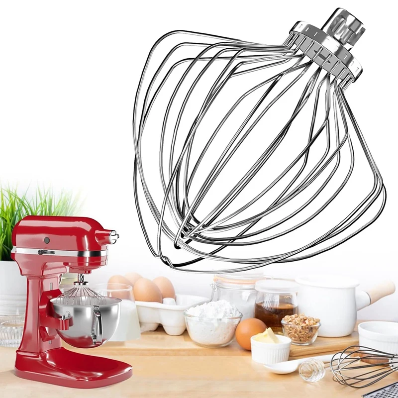 KN211WW Stainless Steel 11-Wire Whip Attachment for KitchenAid Bowl Lift Mixer 7QT Bowl Replacement Egg Beater Whisk