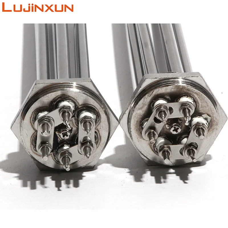 Lujinxun 1.5inch BSP DN40 Tubular Immersion Heater Heating Element for Water Oil All 304SS220V 380V with Grounding Screw