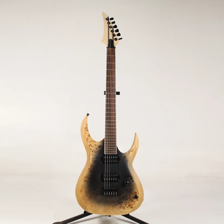 2022 New Arrival China Supplier Ash Body Poplar Burl 6 Strings Metal Electric Guitar