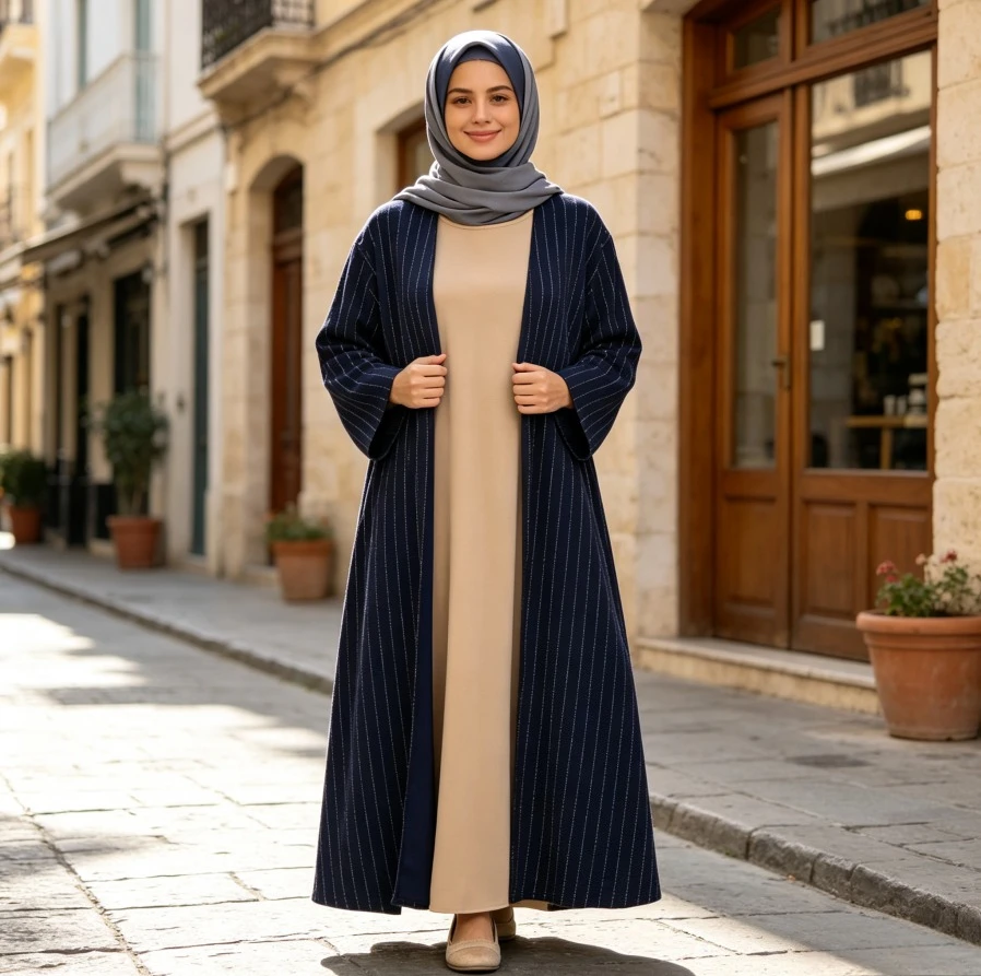 Abaya Eid Dress Diamonds Abayas Jalabiya Women Cardigan Ramadan Kaftan Morocco Dubai Vestidos Robe Muslim Open Dresses Striped