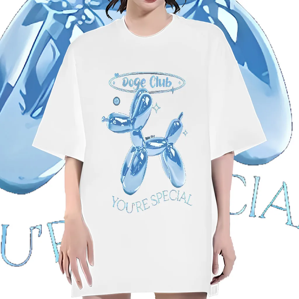 تي شيرت مطبوع بنمط قوس مضحك للجنسين ، موضة صيفية للنساء ، رقبة مستديرة ، قمصان علوية كاجوال بأكمام قصيرة ، للجنسين ، طراز كوري