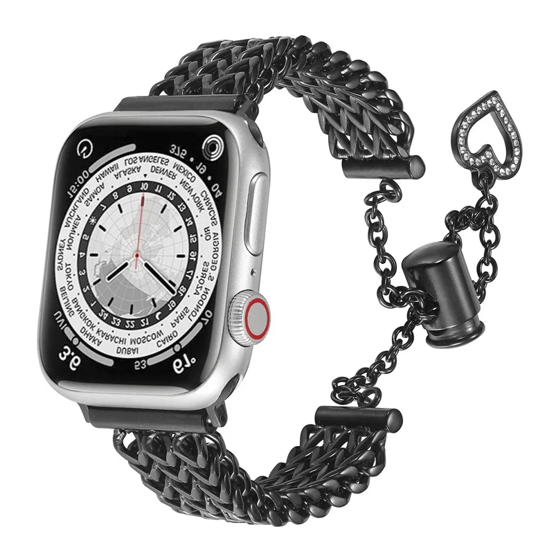 الفولاذ المقاوم للصدأ الحب شكل حزام ل سوار ساعة يد آبل 7/6/5/4 سلسلة 38/40/41 مللي متر 44 اكسسوارات معصمه ملكة جمال السيدة سيدة 8 الترا 49 مللي متر