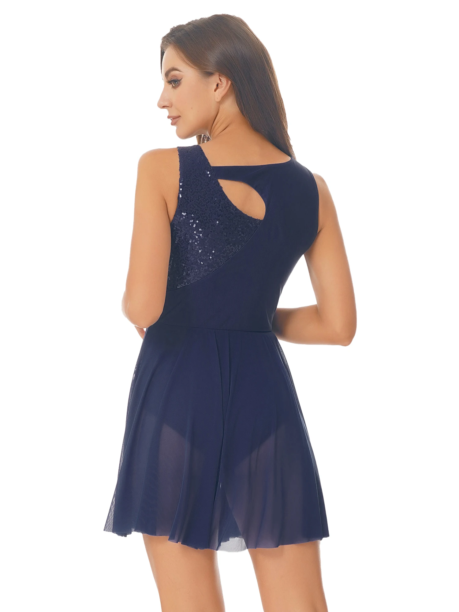 Sparkly lantejoulas collant ballet vestido moderno das mulheres sem mangas figura patinação no gelo vestidos de ginástica collants desempenho trajes