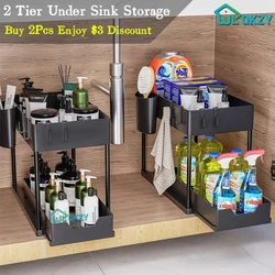 Kitchen Under Sink Storage Organizer, 2 Tier Drawer, Multipurpose Rack, Bathroom Shelves, Cabinet