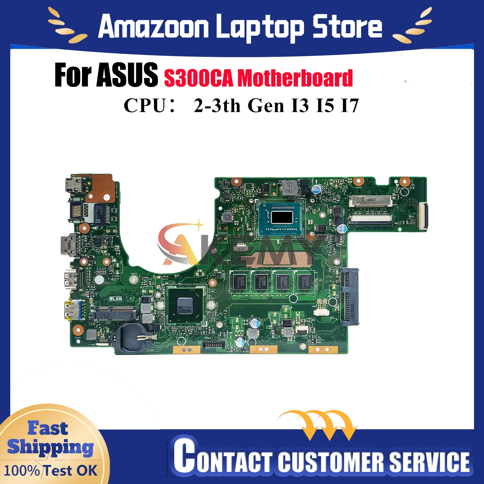 

S300CA Laptop Motherboard For ASUS S300CA S300C Notebook Mainboard With I3 I5 I7 CPU 100% tests OK fast shipping High quality