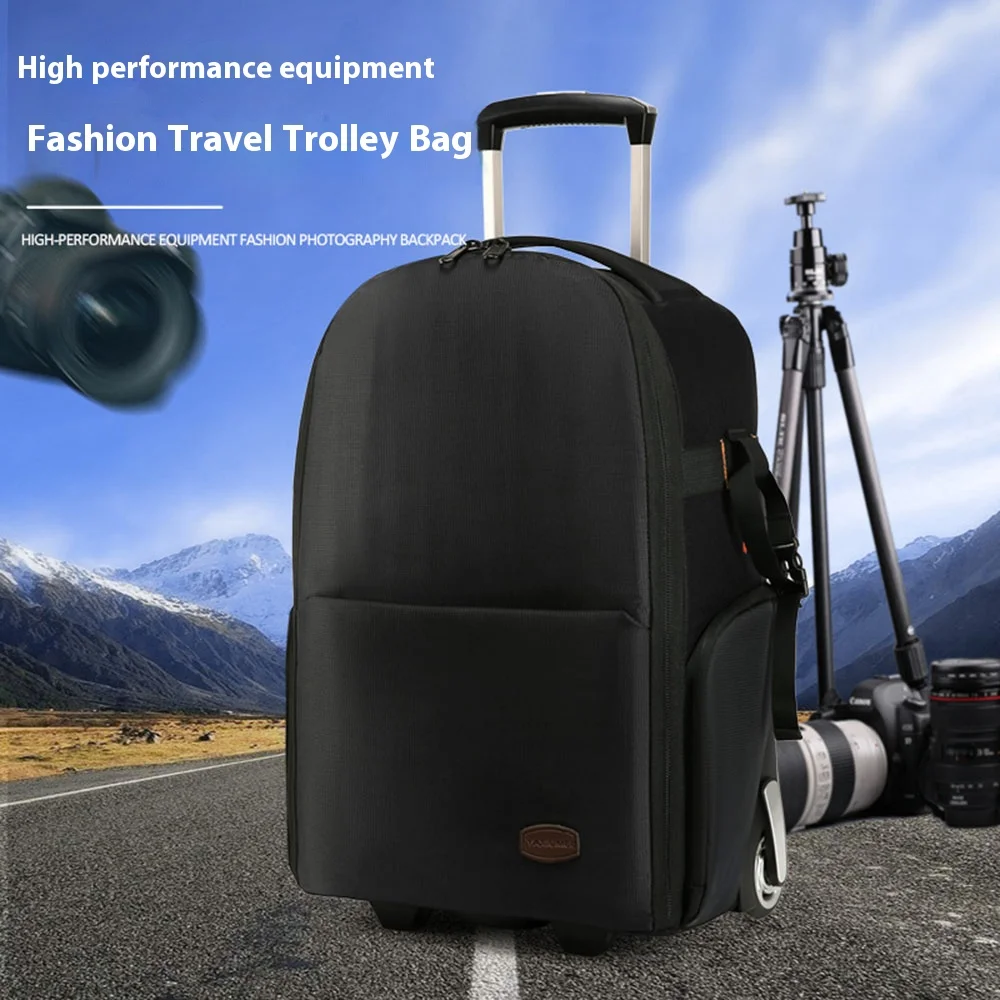 camera bag Waterproof Professional DSLR Camera Suitcase Bag Digital Camera Trolley Backpack On Wheels  for Nikon Canon Sony