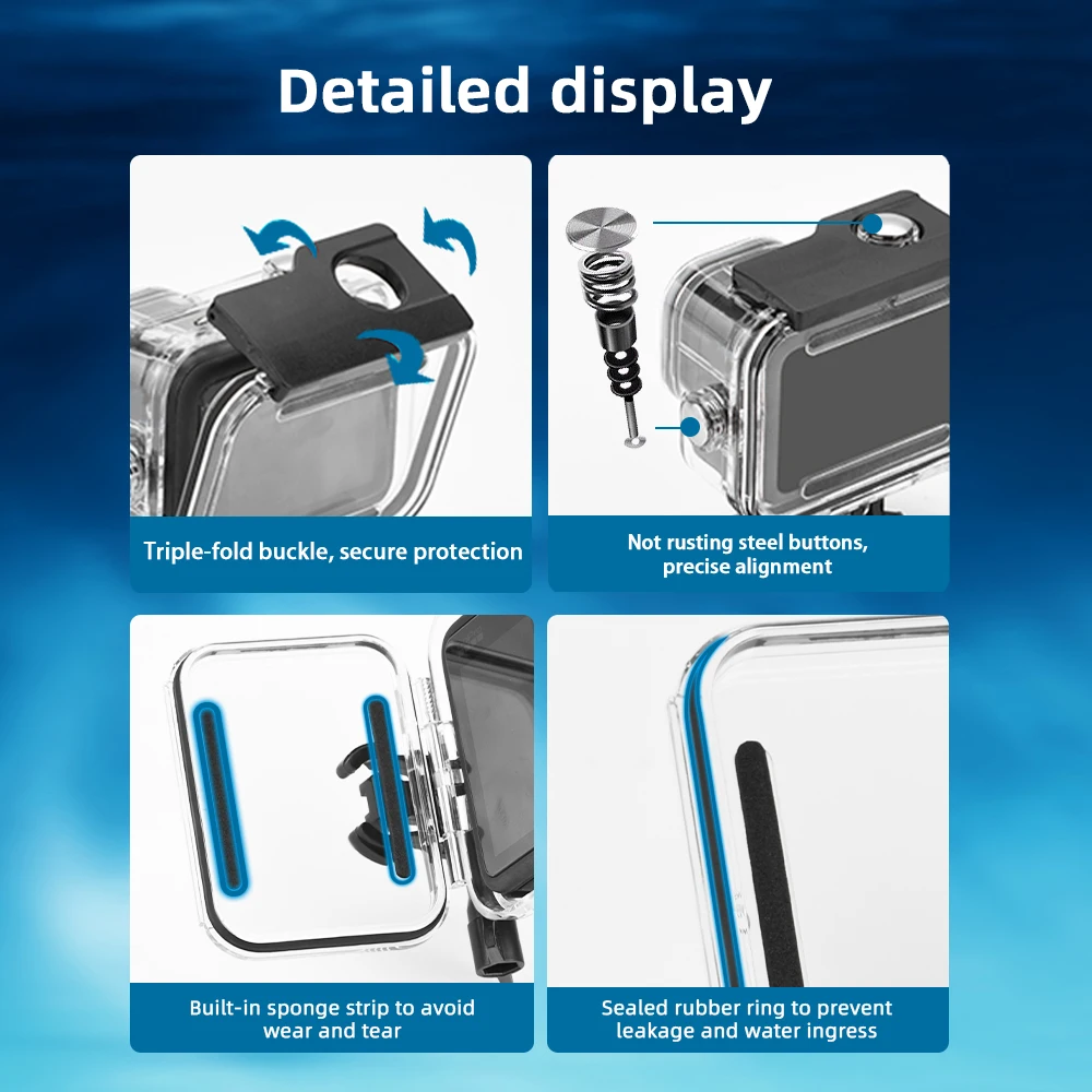 Flymile-GoProヒーロー用の防水ケース,強化ガラスレンズ,水中ダイビングハウジングカバー,カメラアクセサリー,ヒーロー13,12,60m