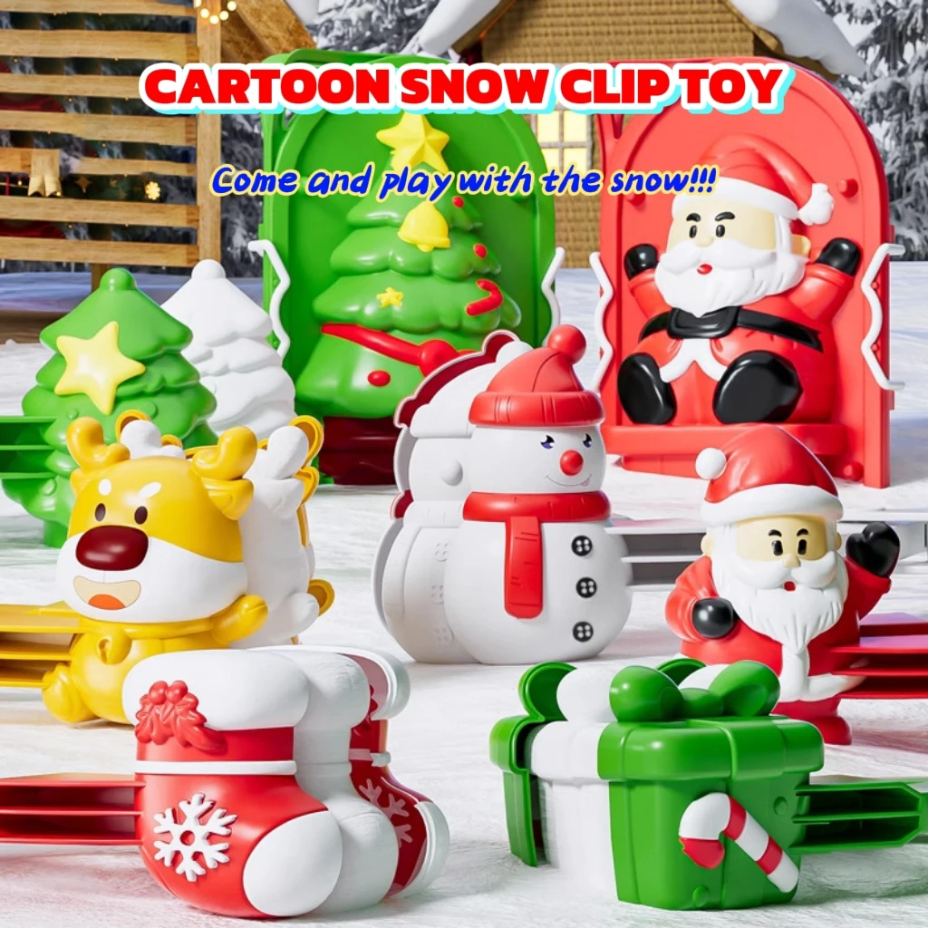 Christmas Cartoon Snowball Clip Children Snowballs Maker Mold Outdoor Snowball Fight Game Sport Toys For Kids Winter Gift