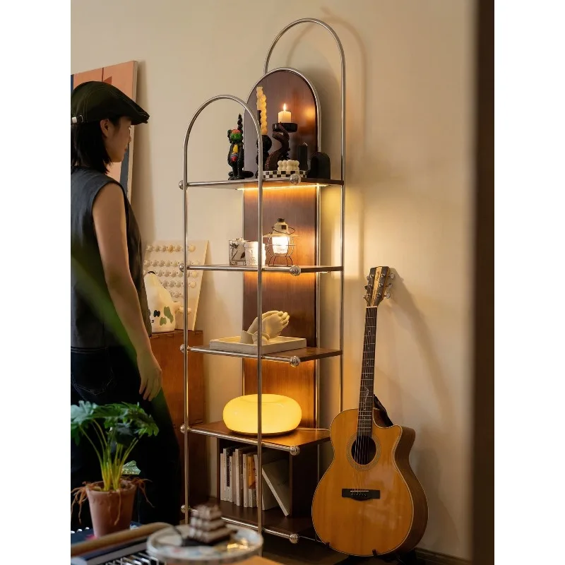 Storage bookshelf floor-to-ceiling sofa side cabinet corner wall medieval mobile living room home display narrow bedside storage