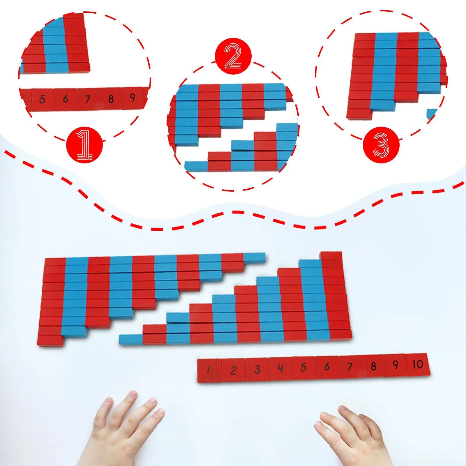 Varillas numéricas pequeñas, juguetes matemáticos, materiales para niños, prácticas varillas numéricas matemáticas