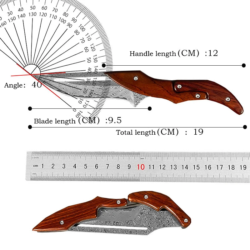 Imagem -03 - Damasco Aço Deformável Mecânico Folding Pocket Knife Outdoor Portátil Camping Defesa Facas Facas de Frutas