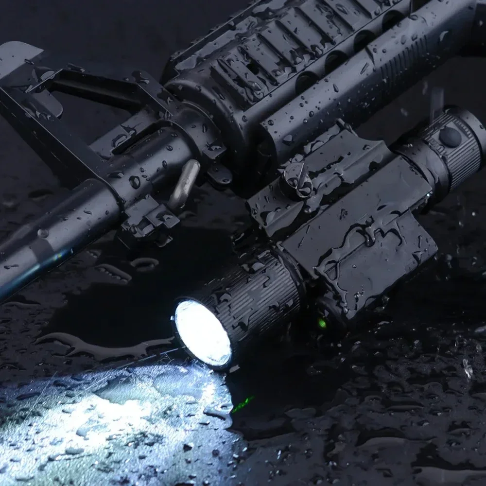 800 루멘 전술용 LED 손전등 콤보 레드 그린 조준기 총기 라이트 액세서리 스위치 포함 20mm 레일용 아웃도어 사냥용