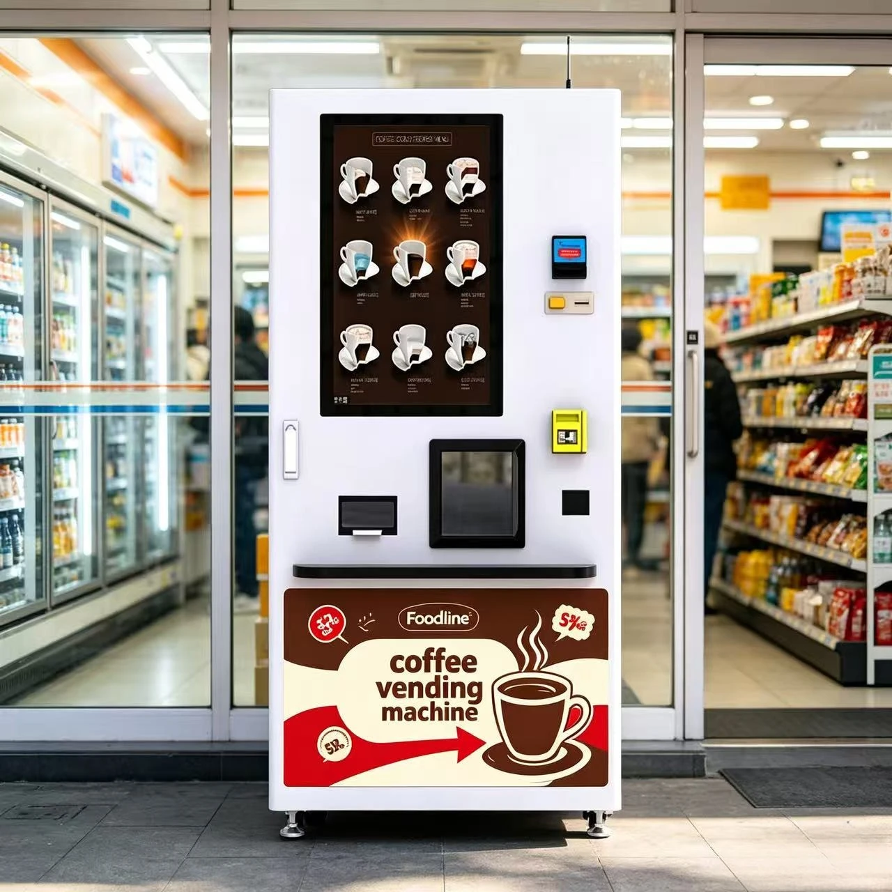 FL Customized Coffee Vending Machine Multiple Flavors with Touch Screen And Ice Maker Business Ready Popular Best Selling
