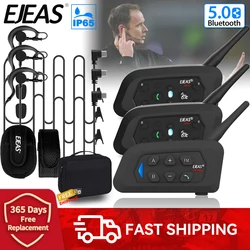 2PCS  EJEAS V6C PRO V4C PLUS 3 Users Referee Intercom Headset 1200M Full Duplex Bluetooth Headphone Soccer Conference Interphone