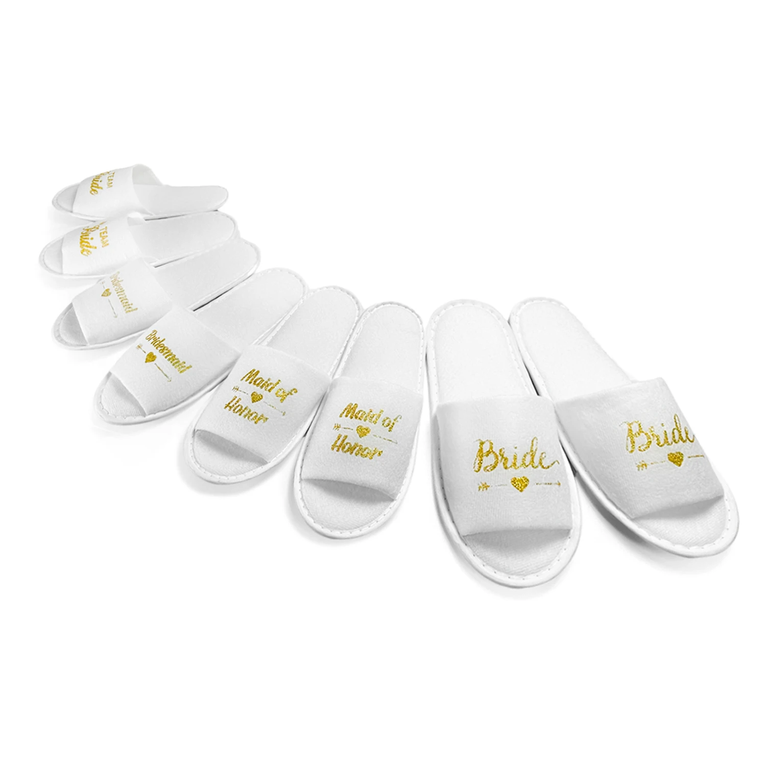 Bride Bridesmaid Wedding Party Guests Supplies Disposable Slippers Letter Decor Fuzzy Home Slip On Non-slip Soft Sole