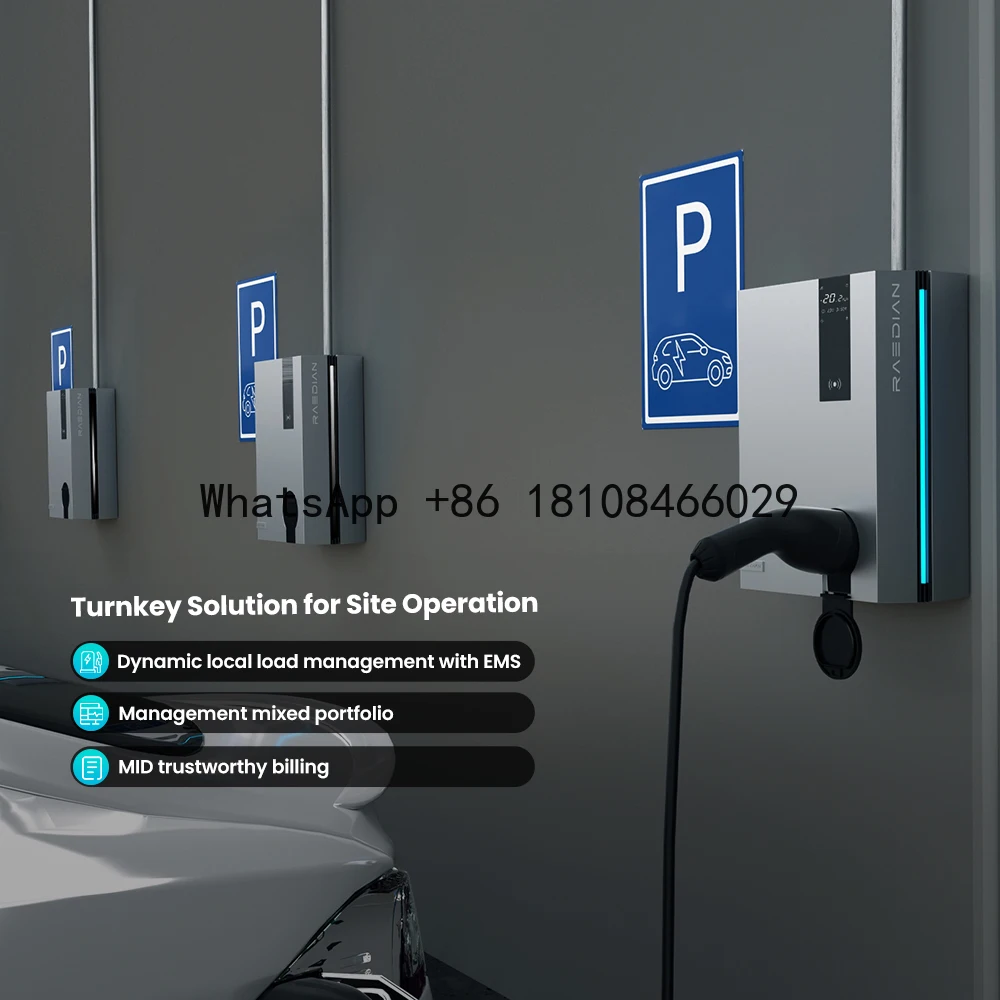 Cargador de EV comercial semipublic OCPP de 22 kW con MEDIADOS, 3 fases Ladestön Elektrofahrzeuge CMS EV Eaadpalen para oficinas