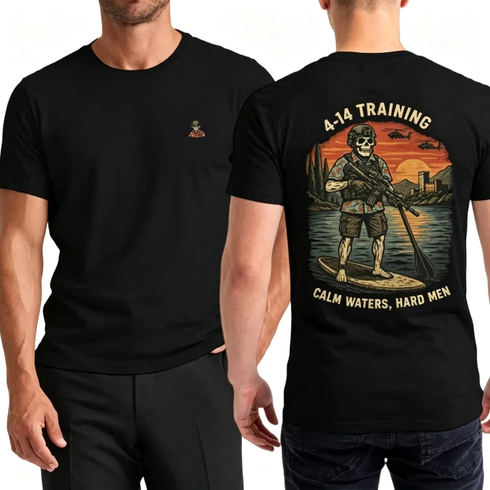 2026 New Calm Waters Hard Slogan T-shirt, Unisex Fashion Sport Style Tee, Round Neck Short Sleeve Casual Daily Wear Top