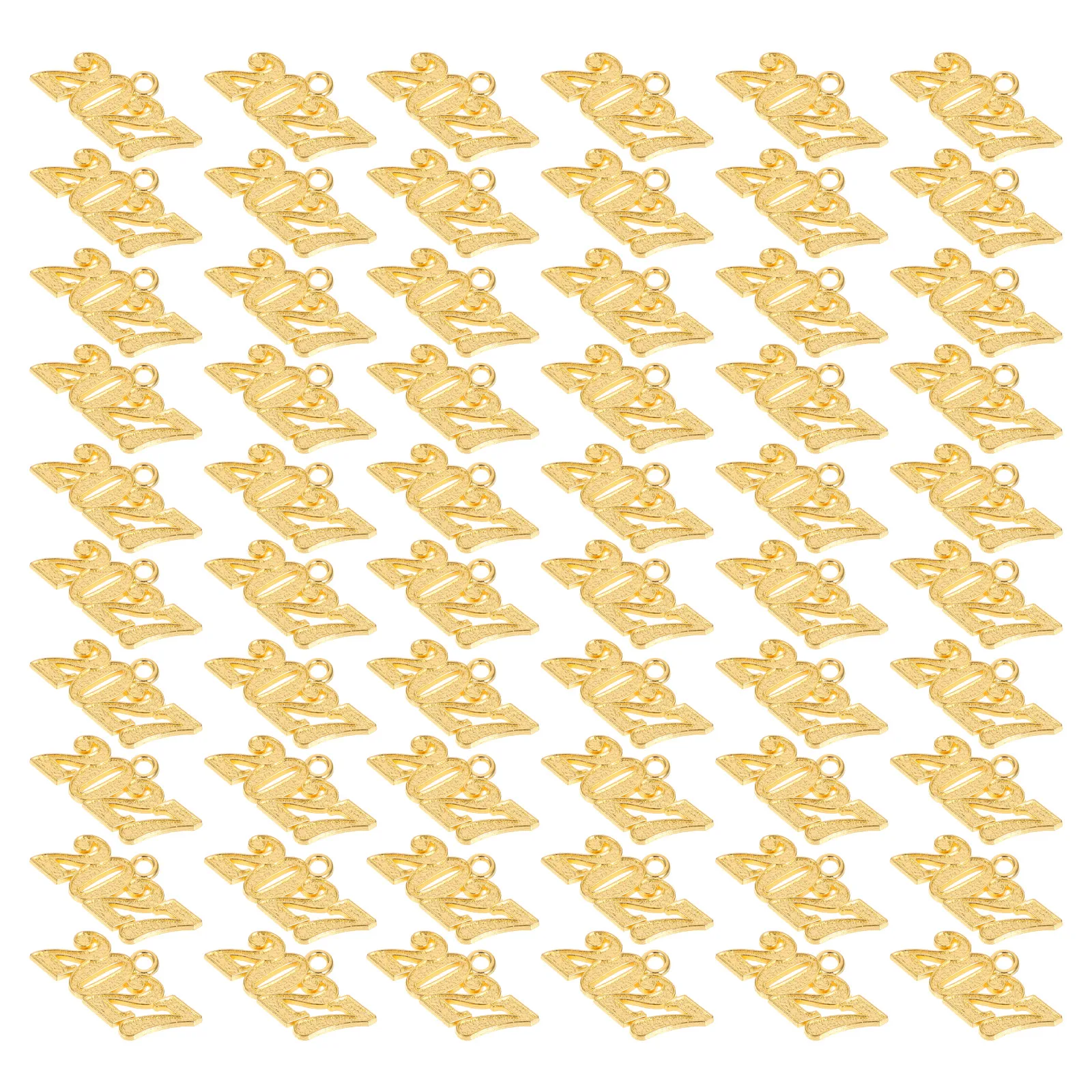 

100pcs 2027 Golden Tassel Charms Shiny Alloy Year Pendants Diy Necklace Bracelet Keychain Making Graduation New Year Crafts 2027
