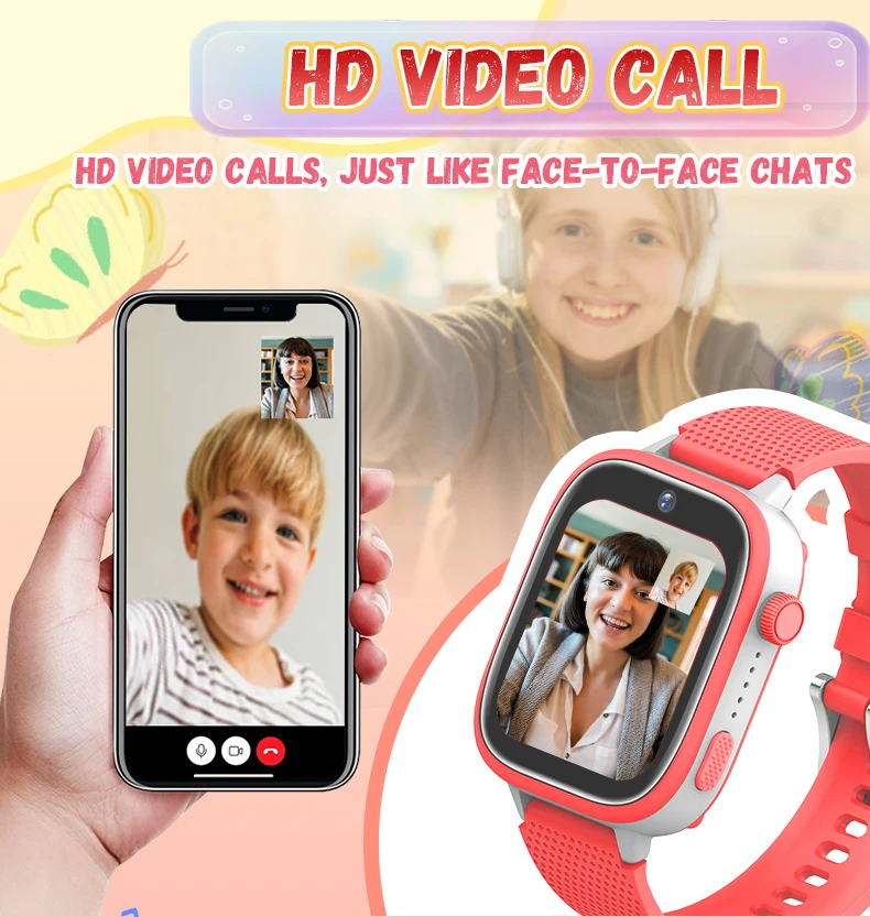 KGG Kids 4G Smart Phone Watch Face Unlock Music HD Video Call SOS 1.83inch Large Screen Camera Sports GPS WIFI Location Clock