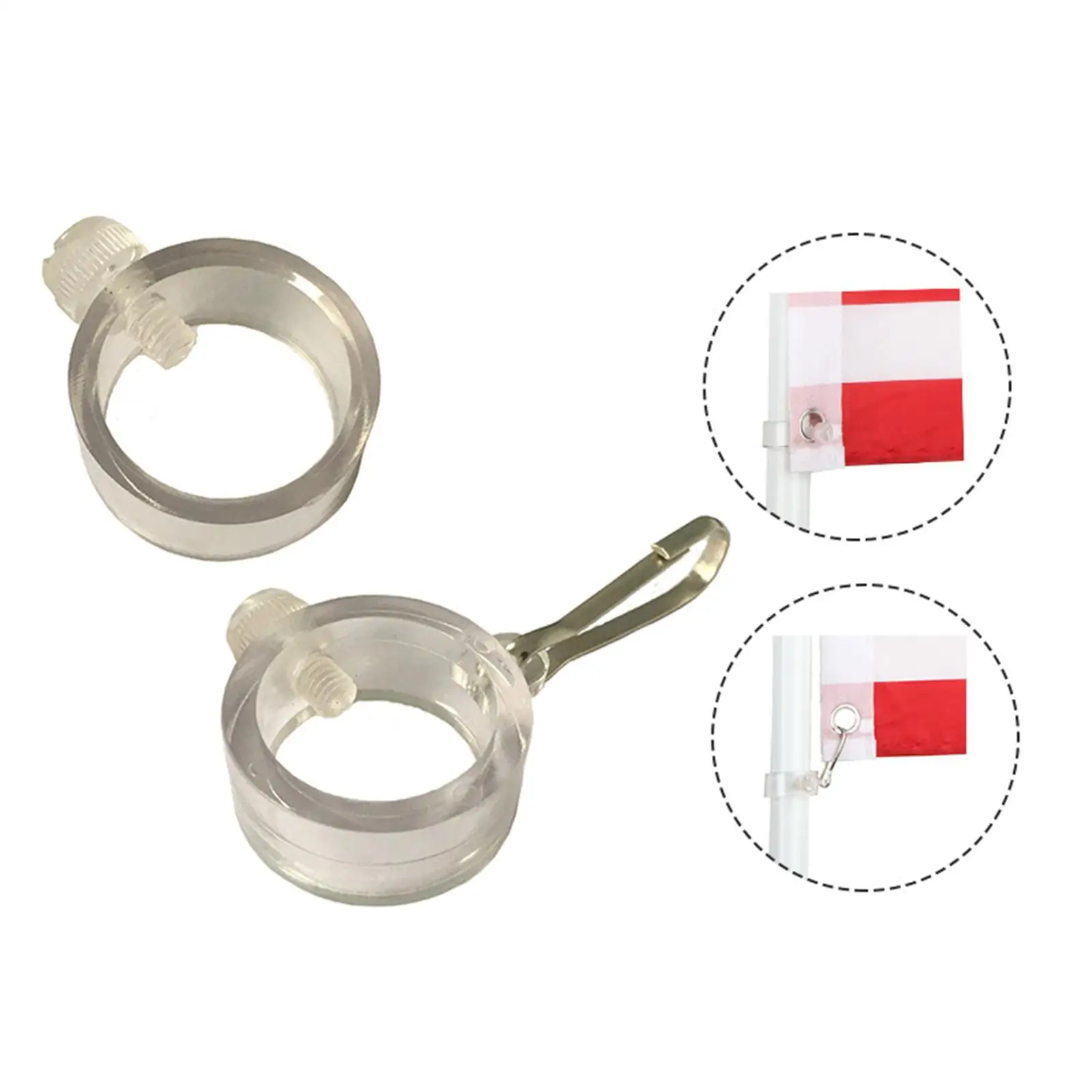 2Pcs Flagpole Rings Grommet Clip Attachments for 1'' Flag Poles Accessory