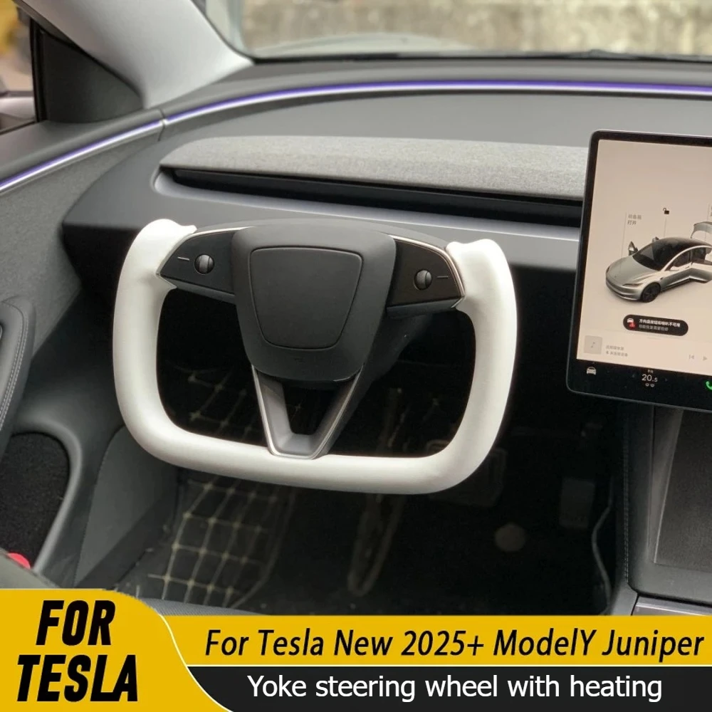 

Yoke Steering Wheel with Heating for Tesla New Model Y Juniper 2025 Personalized Racing Leather Nappa Leather Handle Car Part