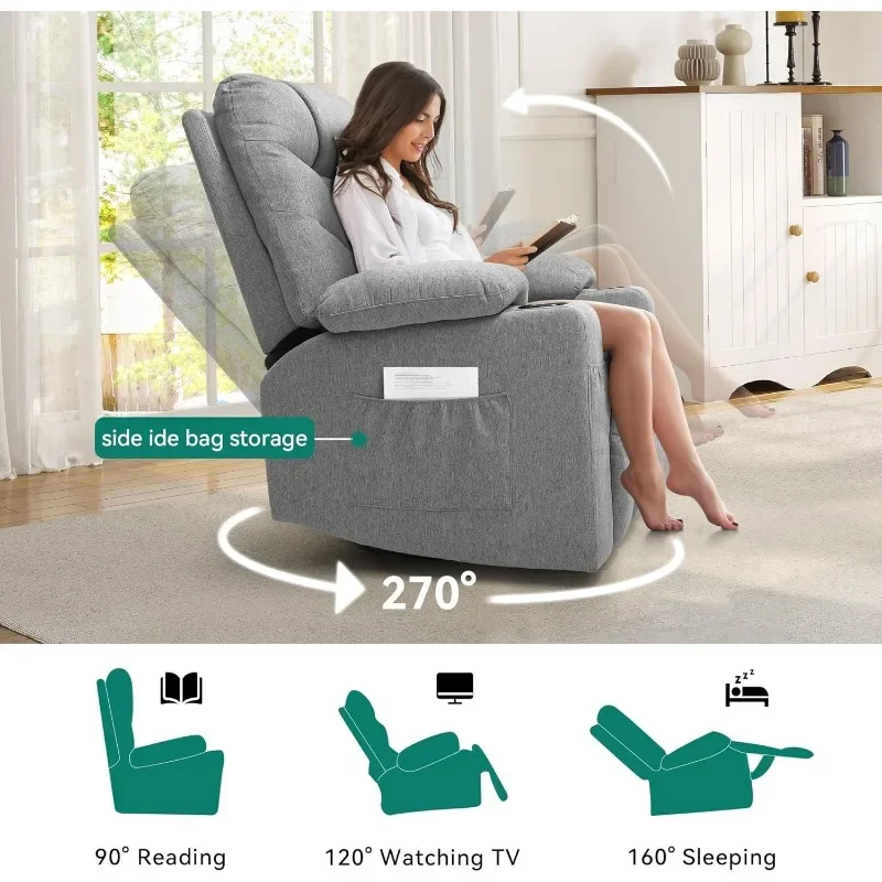 Extra Large Recliner, Suitable for Tall Elderly People, with Heating and Massage Functions