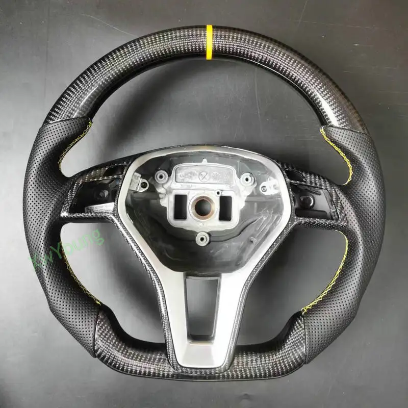 For Mercedes-Benz W204 W212 W218 GLK207 C63 A45 A172 E280 100% Real Carbon Fiber Car Steering Wheel With Leather