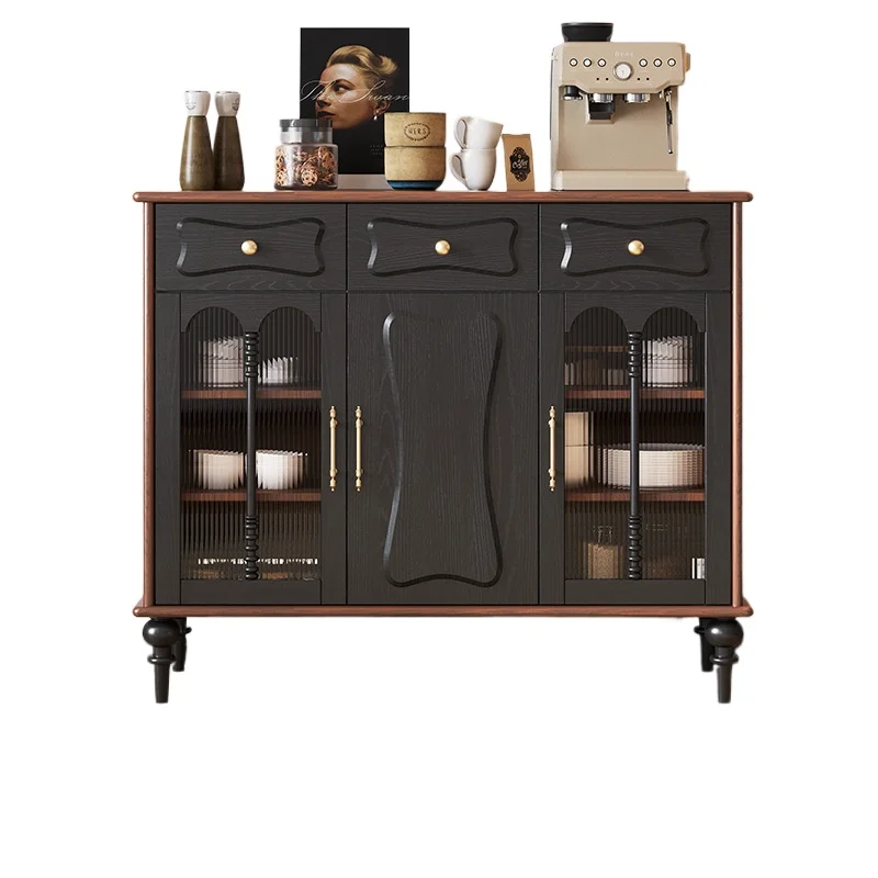 

American French retro dining side cabinet, living room tea storage side cabinet against the wall