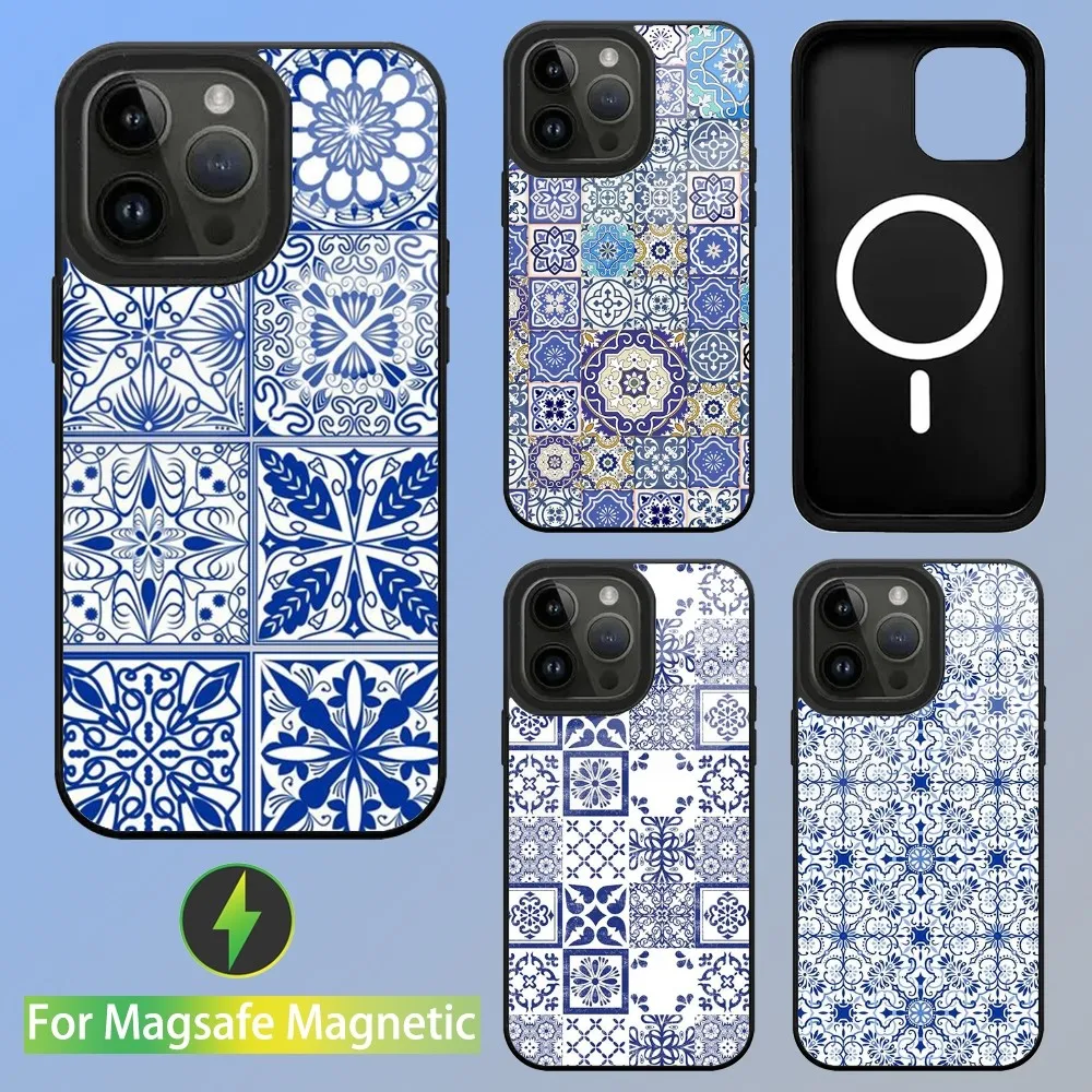 

Chinese blue and white porcelain Art Phone Case For iPhone 15,14,13,12,11,Plus,Pro,Max Mini Magsafe Magnetic Wireless Charging