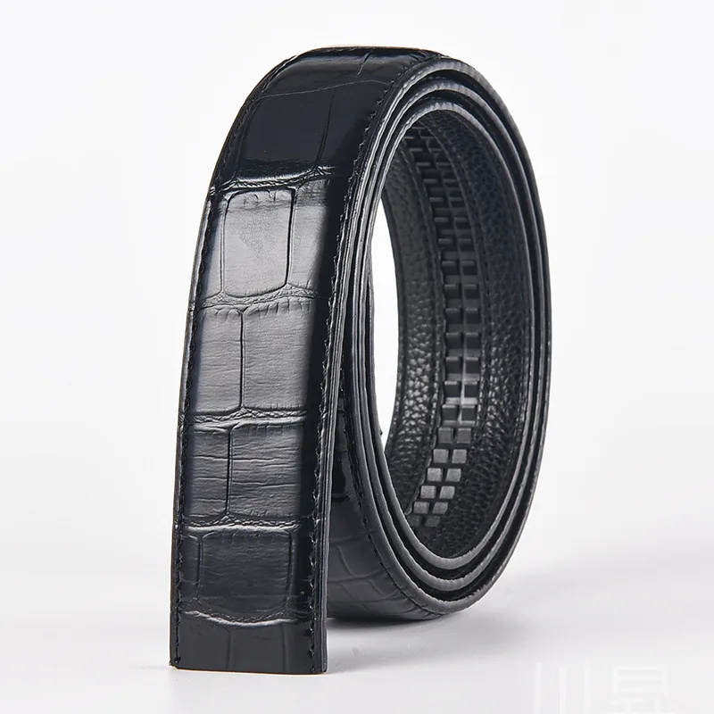 Men's Leather Belt Without Head Single Belt Body Youth Belt Retro Pattern Brown Black 3.5CM Wide