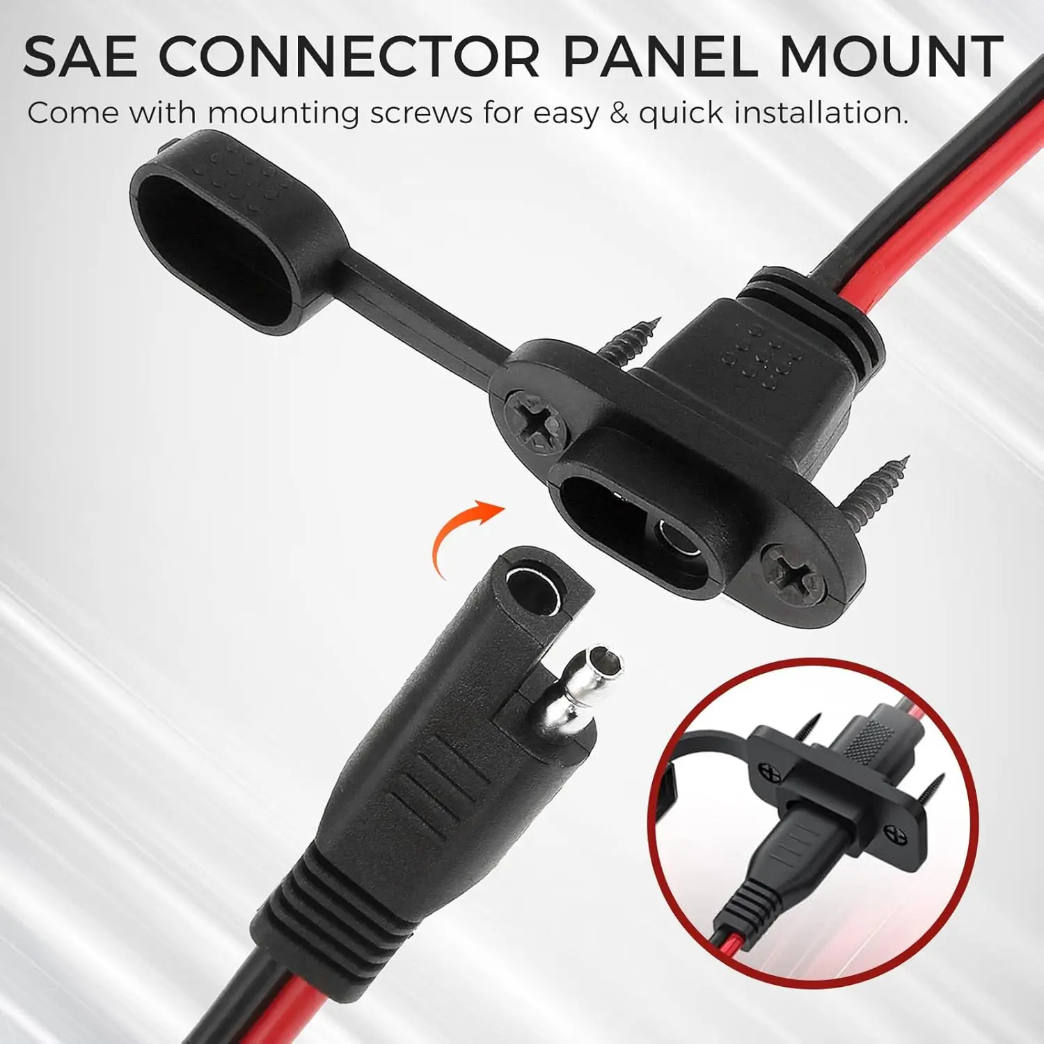 2 قطعة SAE موصل سريع يسخر 12AWG SAE محول ذكر التوصيل إلى أنثى المقبس كابل لشاحن بطارية مولد الطاقة الشمسية #5