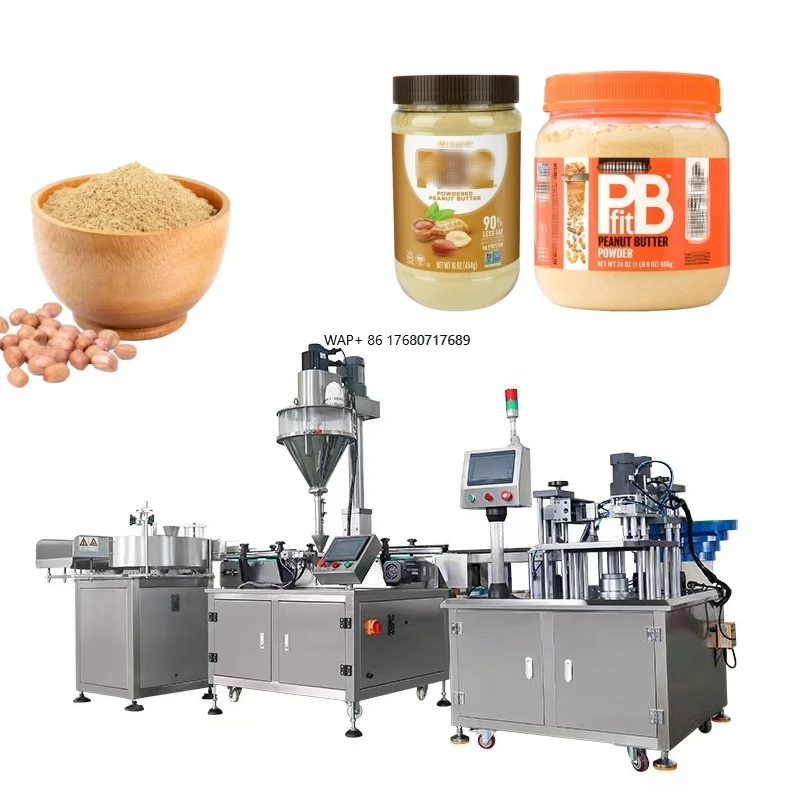 Línea de producción de máquina de llenado de leche de cacao en polvo con tarro de especias y chile completamente automática