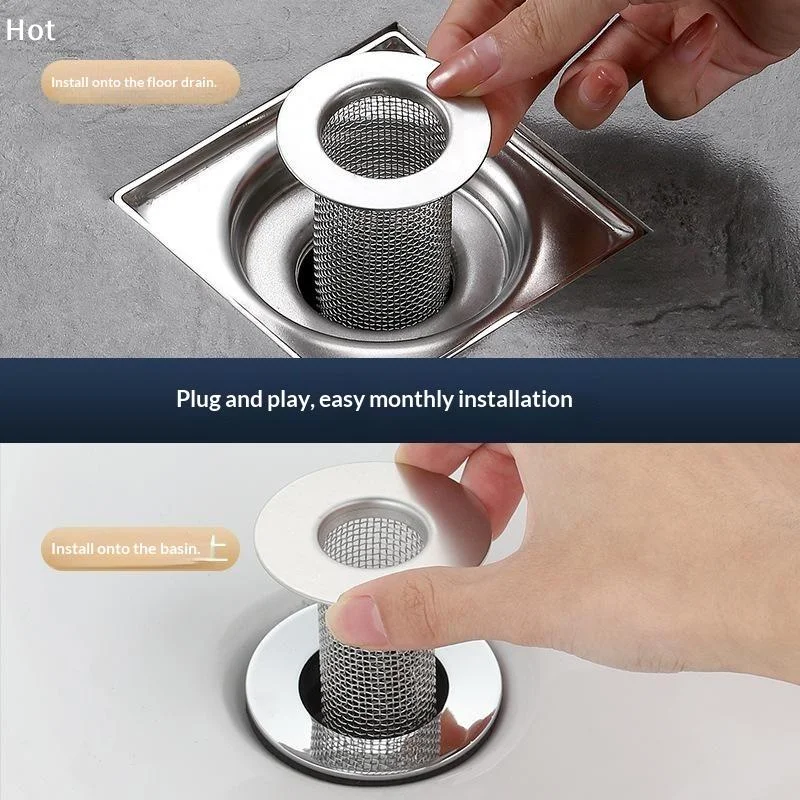 Stainless Steel Floor Drain Filter Mesh Kitchen Sink Filter Bathtub Hair Catcher Stoper Anti-clog Shower Net Strainer Drains