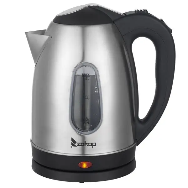 ZOKOP HD-1802S 120V 1200W 1.5L غلاية كهربائية من الفولاذ المقاوم للصدأ مع نافذة مائية - غليان سريع للقهوة والشاي ودقيق الشوفان، حديث K